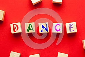 Dance word written on cubes