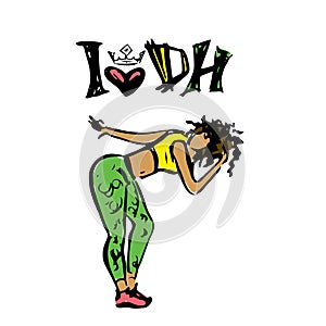 Dancehall girl, hand drawn,female character dancing,booty dance