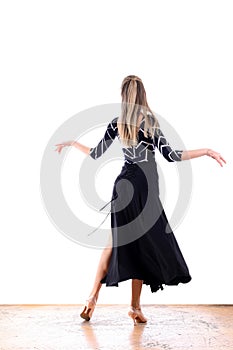 Dancer in ballroom against white background