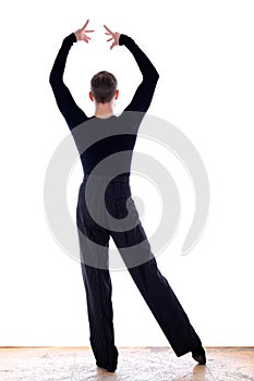 Dancer in ballroom against white background