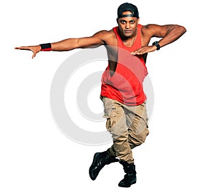 Dancer black man full isolated on white background. PNG available