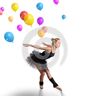 Dancer with colorful balloons