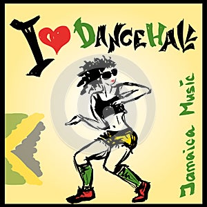 Dancer dancehall style, hand drawing