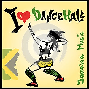 Dancer dancehall style, hand drawing