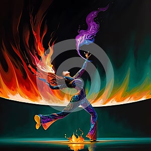 A dancer expressing herself in a colorful way