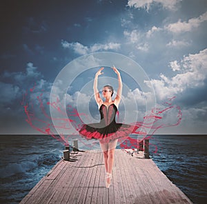 Dancer on a floating dock