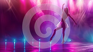 A dancer girl dance on a stage with music, photo