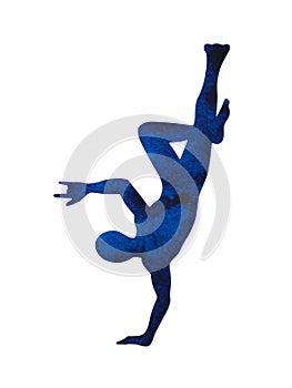 Dancer man dancing hip-hop breakdance b-boy motion style human art silhouette watercolor painting illustration design drawing
