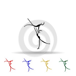 Dancer multi color icon. Simple thin line, outline vector of dance icons for ui and ux, website or mobile application