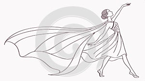Dancer silhouette outline, ballet pose and graceful movement vector design Generative AI photo