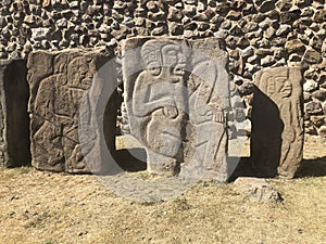 Dancer stone carvings at Mount Alban, Oaxaca, Mexico