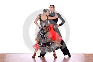 Dancers in ballroom isolated on white background