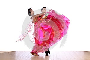 Dancers in ballroom isolated on white background