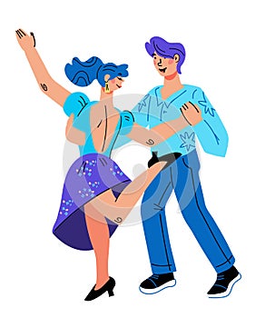 Dancers in cartoon style - man and woman dancing