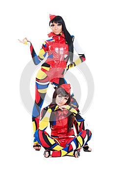 Dancers in colored costumes