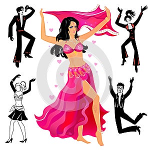 Dancers, singers man, woman set