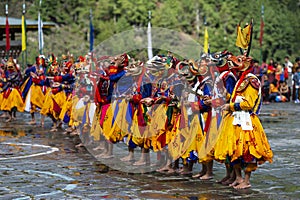 Bhutanese Cham masked dance, Buddhist lama dance , Bhutan