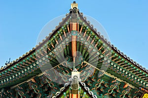 Dancheong Roof at Changdeokgung Palace in Seoul, South Korea