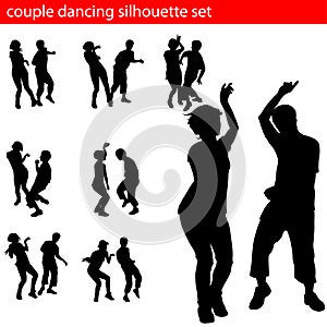 Dancin couple silhouette set