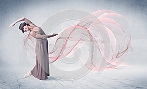 Dancing ballet performance artist with abstract swirl