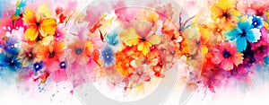 Dancing Blossoms: Watercolor Wallpaper with Liquid Emulsion Elegance