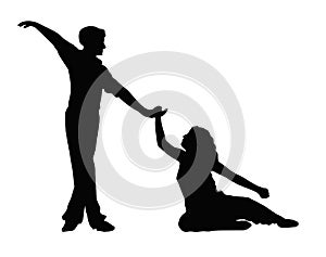 Dancing Couple Boy Helping Girl to Feet