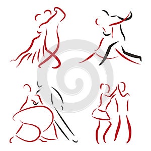 Dancing couple logo set.