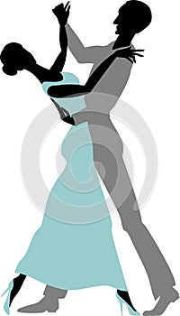 Dancing couple silhouettes