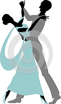 Dancing couple silhouettes