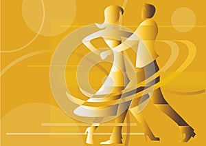 Dancing couple yellow background.
