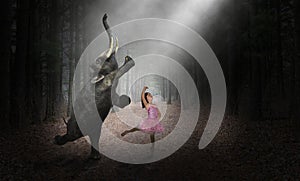 Dancing Elephant, Ballerina Dancer, Girl, Nature