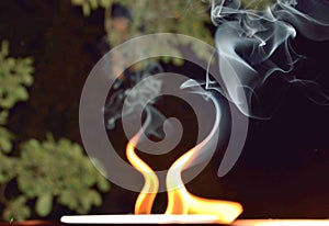 Dancing flames and whirling smoke