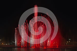 The dancing fountain in the Olympic Park, Sochi city, Russia