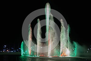 The dancing fountain in the Olympic Park, Sochi city, Russia