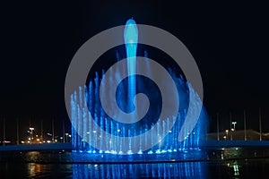 The dancing fountain in the Olympic Park, Sochi city, Russia