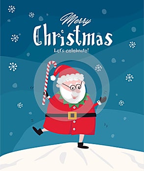 Dancing funny Santa  / Merry Christmas greeting card