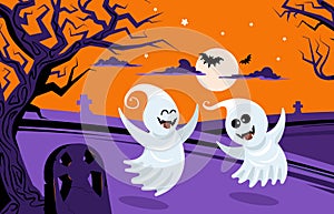 Dancing Ghosts Cartoon Composition