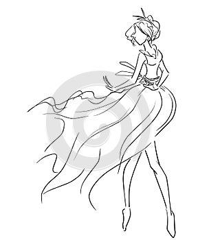 Dancing girl in airy dress