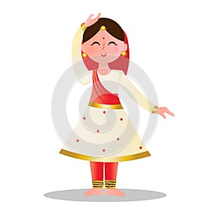 dancing girl cute indian classical dancer kathak illustration photo