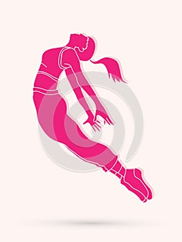 Dancing girl, Dancer street dance, freedom jump graphic vector