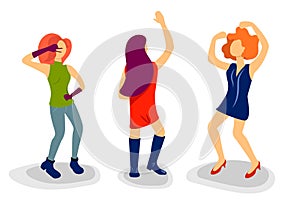 Dancing girl figure in flat style. People dance illustration on white background. Party dancer isolated