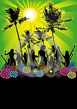 Dancing Girls Beach Party Flyer or Poster