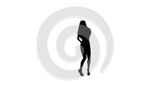 Dancing gogo girl silhouette on a white background