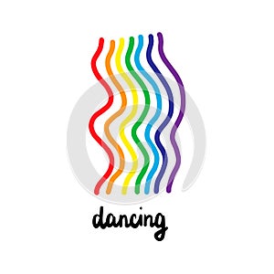 Dancing hand drawn illustration with cute rainbow activity. Carton sryle minimalism