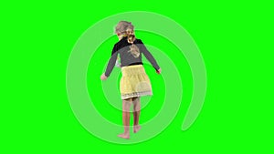 Dancing little blond girl on a Green Screen