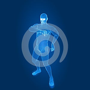 Dancing man.. 3d wireframe style vector illustration.