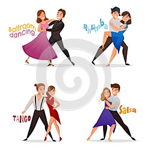 Dancing Pairs Retro Cartoon Set