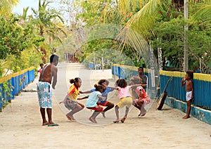 Dancing Papuan kids