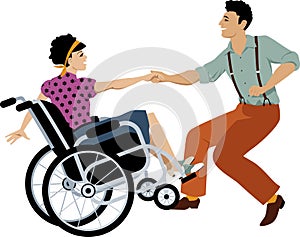 Dancing with a partner in a wheelchair