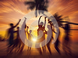 Dancing Party Enjoyment Happiness Celebration Outdoor Beach Concept